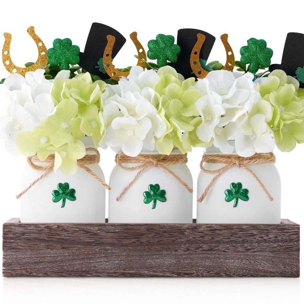 St. Patrick's Day 2” set of 3 Mason Jar Decor